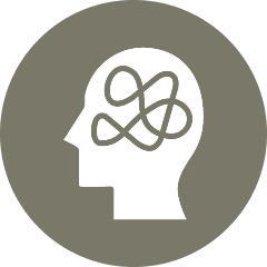 Silhouette head with tangled lines inside.